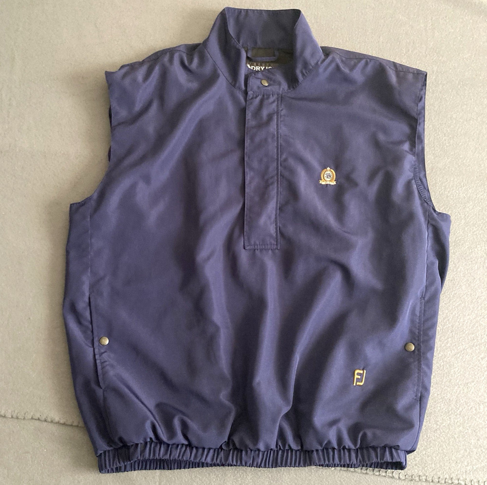DryJoys by FootJoy Golf Vest Navy Blue Pull Over Windbreaker Men's Large